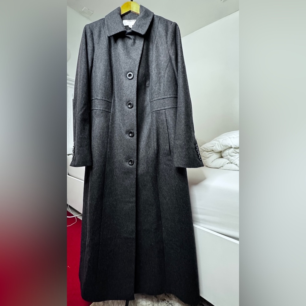 Anne Klein Charcoal black Coat wool 60%